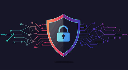 Cyber Security Vector with Digital Shield