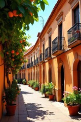 Explore Sevilles Enchanting Streets Sun-Drenched Architecture, Vibrant Orange Trees, and Hidden Courtyards in Andalucia, Spain
