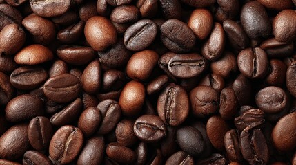 High Angle View of Fresh Roasted Coffee Beans Background