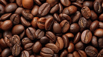 A close-up full frame view of roasted coffee beans as a background.
