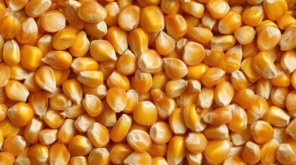 A close-up view of dried corn kernels forming a seamless texture background