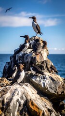 Birds on a rock outcrop