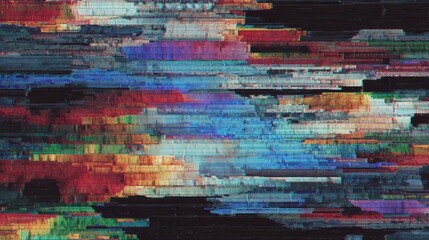 Dark Digital Glitch Screen Texture with Distorted Horizontal Lines