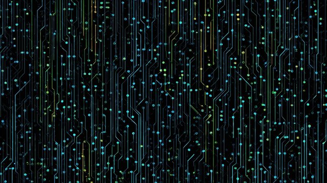 Seamless Cyberpunk Circuit Board Pattern Texture with Glowing Elements