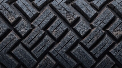 Dark Geometric Rubber Tread Block Pattern Background