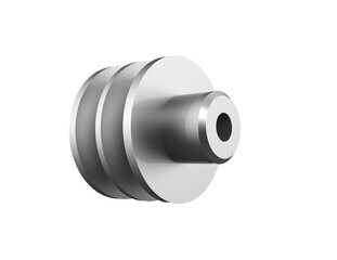 Durable Double Groove Pulley: Grey Metal Component for Efficient Power Transmission in stepped pulley Industrial Equipment and Belt Drive Systems. HD Isolated 3D Transparent PNG Engineering Designs