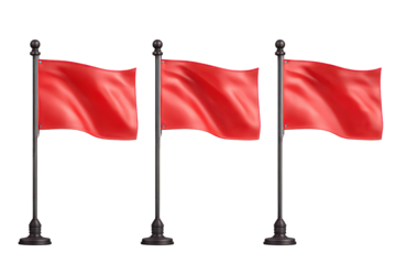 Three Red Flags On Black Poles