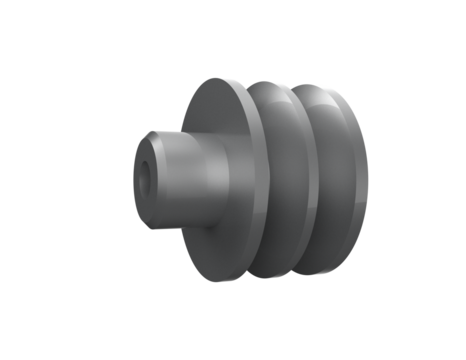 High Definition 3D Render of Gray Double Groove V-Belt Pulley Isolated on Transparent Background; Essential Mechanical Component, Industrial Power Transmission, Drive System Technology, Engineering - Powered by Adobe