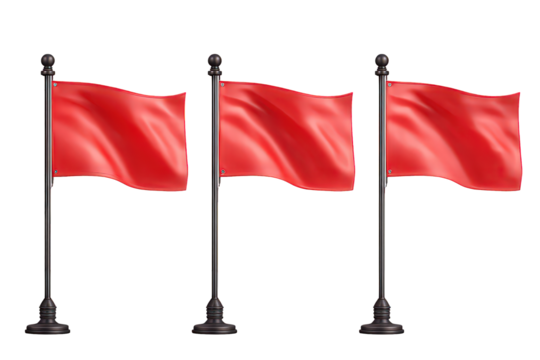 Three Red Flags On Black Poles