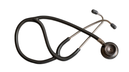 Vintage Black Stethoscope on Transparent Background