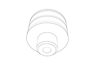Wireframe Depiction of a double groove pulley in a Technical Drawing style. This Simple Line Art Outline Illustration provides a Monochrome stepped mechanical component, suitable for engineering