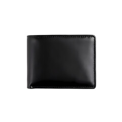 A simple black leather wallet isolated on transparent background