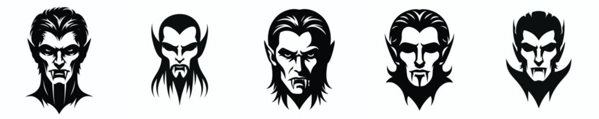 black and white silhouette vector of a halloween vampire