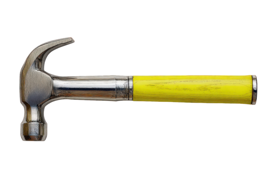 Close Up Of  Hammer With Yellow Handle