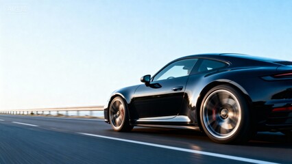 Black sports car on highway