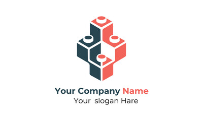 Construction Block Logo Design Featuring Interlocking Bricks in a Geometric Pattern for Modern and Innovative Branding Solutions