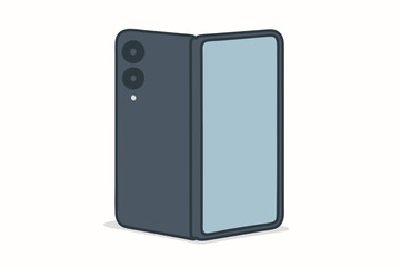 Foldable Smartphone Illustration with Dual Cameras and Display Open