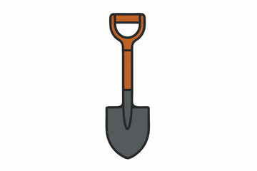 Simple Cartoon Shovel with Orange Handle and Gray Blade