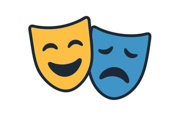 Theatrical Comedy and Tragedy Masks Representing Joy and Sorrow