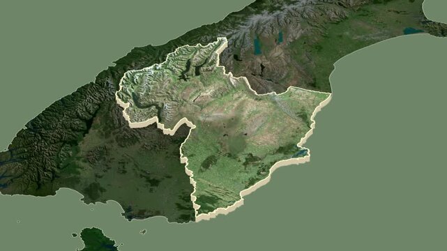 Otago region, New Zealand, extruded.