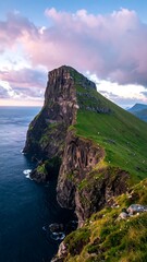 Dramatic coastal mountain peak