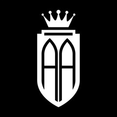 AA Vector logo initials shield with royal crown minimalist, elegant style