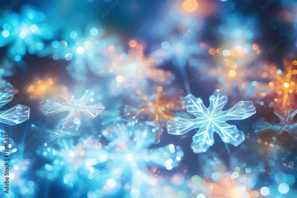 Wall mural pattern bokeh effect background snow backgrounds snowflake.