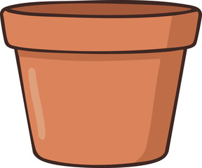 Terracotta flower pot with wide rim and smooth sides