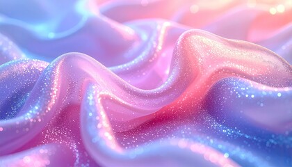 Shimmering fabric with soft pink, blue, and peach hues
