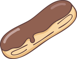 Chocolate eclair with creamy filling
