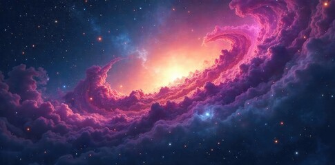 Fototapeta premium Vast, swirling nebulae in cosmic expanse, representing the infinite mystery and wonder of the universe Perfect for spiritual, astrology, and cosmic themes , spirituality, infinite