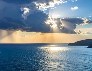 Dramatic sunset over stormy sea