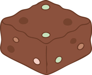 Chocolate brownie square with nuts