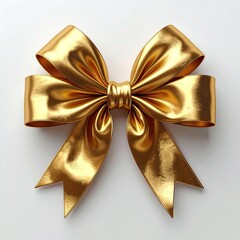 Golden ribbon bow, glossy and elegant (1)