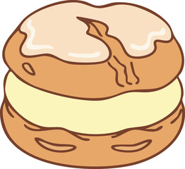 Cream filled donut sandwich with icing drips