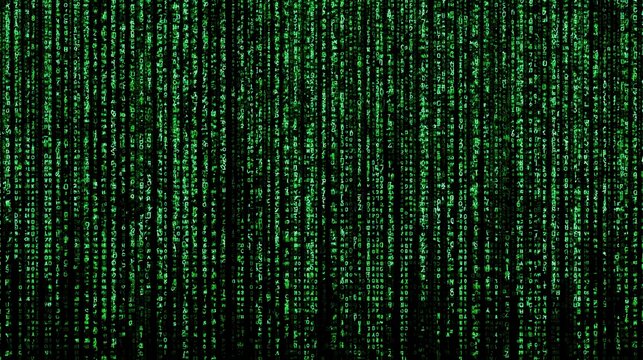 Dynamic Green Falling Matrix Code Digital Rain Background Texture
