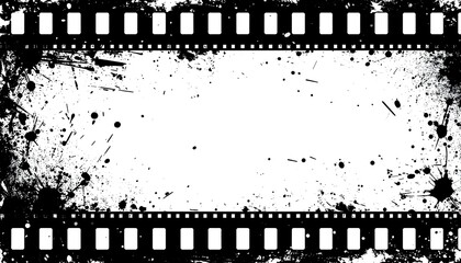 Grunge film strip border with splattered texture