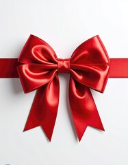 Red satin ribbon bow on white background (2)