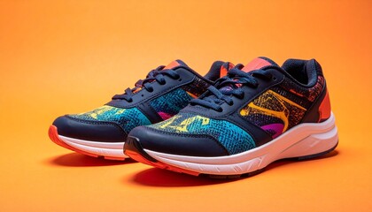 pair of shoes on a yellow  background