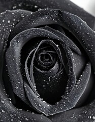 Close-up of a dark rose covered in water droplets