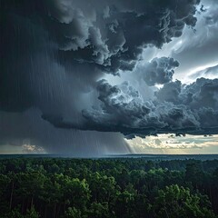 Dramatic storm clouds over a dense forest (2)