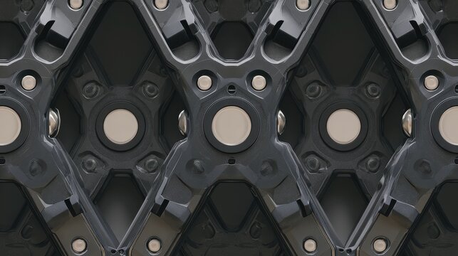 Modern seamless background texture of dark futuristic robotic exoskeleton components - Powered by Adobe