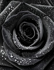 Close-up of a dark rose with water droplets