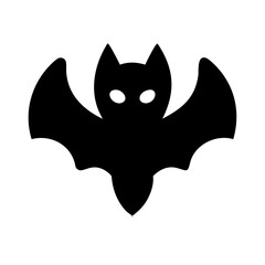 Halloween Bat with Outstretched Wings, Simple Line Art, Spooky Bat Illustration