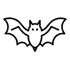 Halloween Bat with Outstretched Wings, Simple Line Art, Spooky Bat Illustration