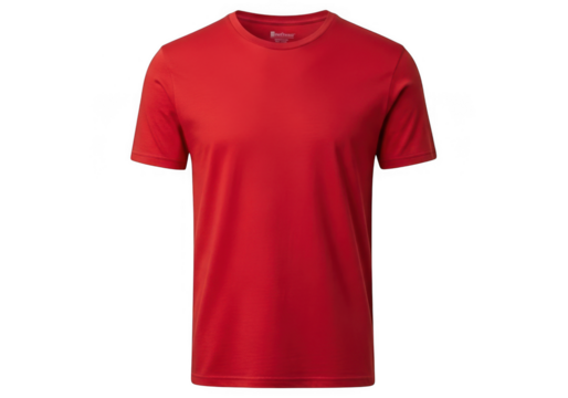 A vibrant red tshirt isolated on transparent background, perfect for showcasing your brand or design with a bold and eyecatching color