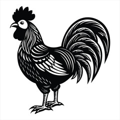 Rooster Vector Illustration. Rooster Line Art. Vintage Rooster Sketch. Traditional Rooster Artwork. Handmade Rooster Drawing. Rooster Clipart Black and White.. Detailed Rooster Illustration. Rooster.