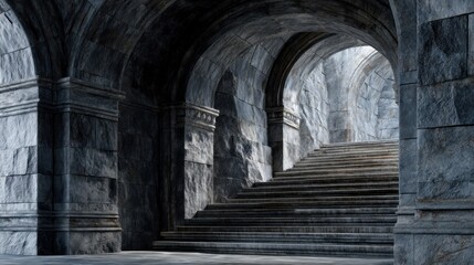 Fototapeta premium Ancient stone stairway hallway