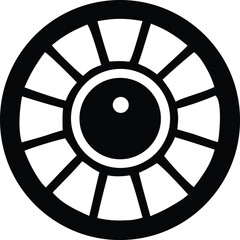 Fototapeta premium Mysterious eye symbol with spokes emblem represents vision insight awareness and protection with circular design