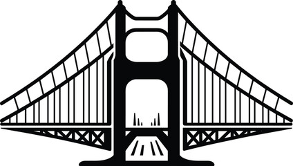 Golden Gate Bridge Silhouette on White Background suspension bridge landmark
